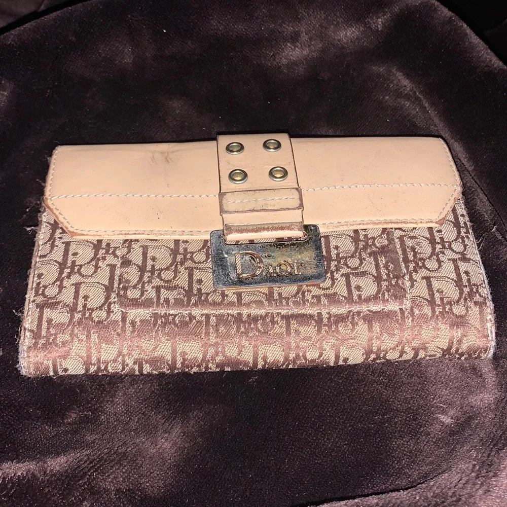 DIOR Trotter Logo Print Canvas‎ Brown w Gold Accent Dior vintage wallet serial #